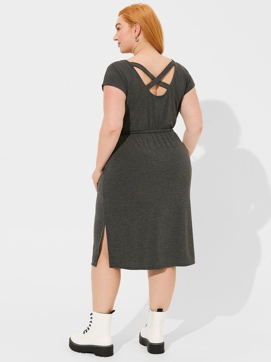 torrid Dresses & Skirts - Torrid Midi Jersey Cross Back Slit Skirt Charcoal Heather Grey Size 0, L, 12 NEW